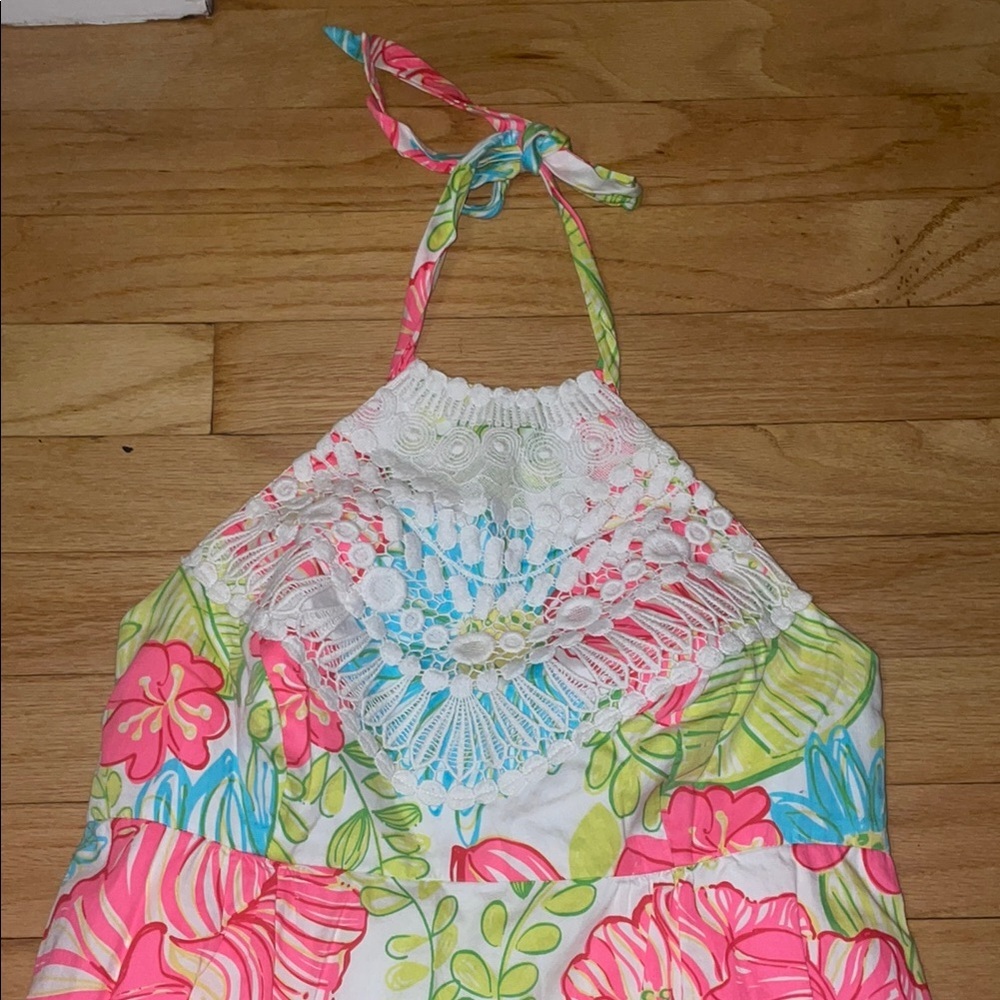Lilly Pulitzer Pink and Blue Halter Sundress Resort Wear - Picture 2 of 7